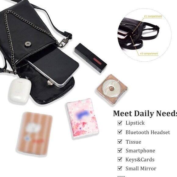 Small Crossbody Cell Phone Purse Gothic Leather Bag Shoulder Travel Purse - Picture 4 of 9